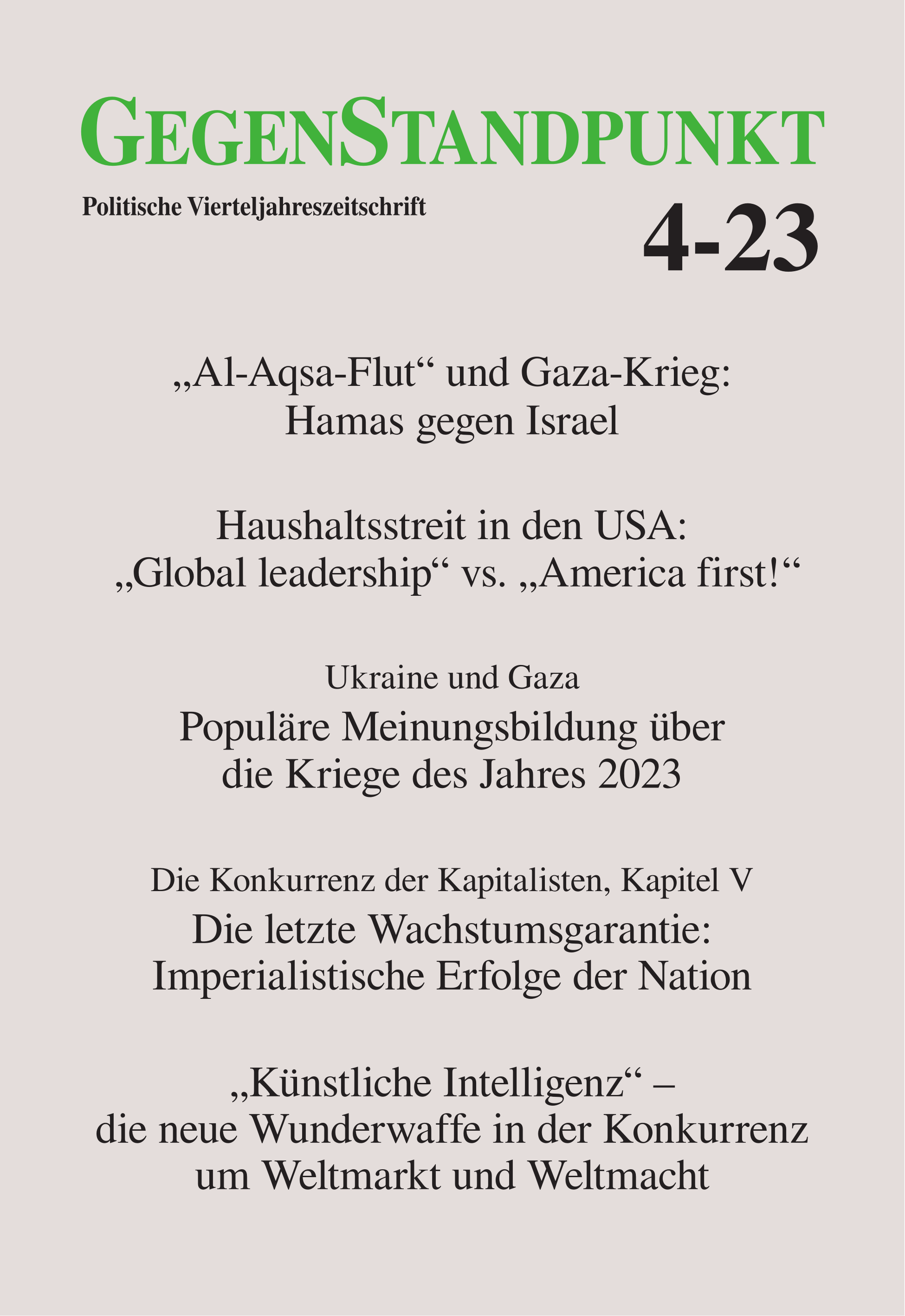 Titelseite Gegenstandpunkt 4-23